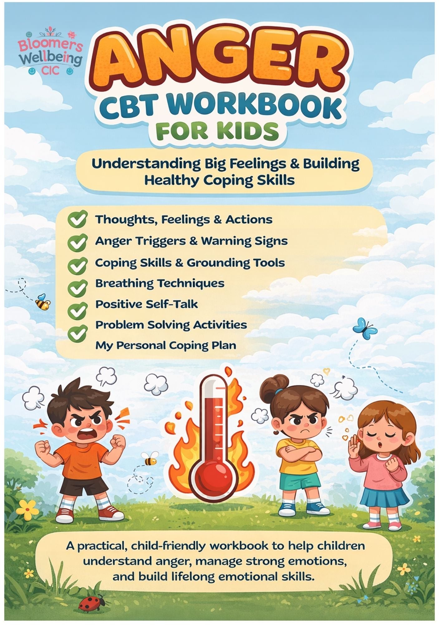 Anger- CBT workbook for kids - Digital download